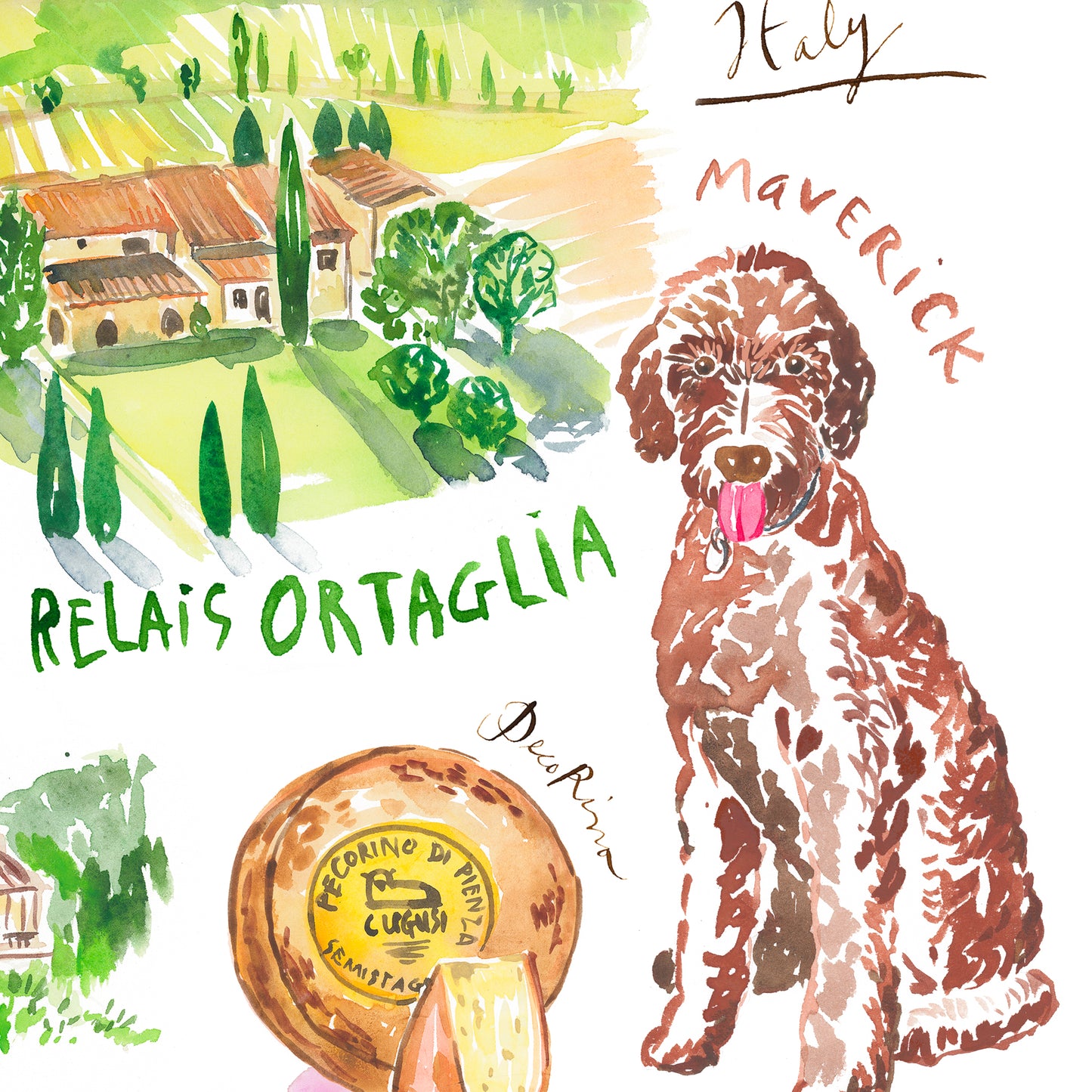 Relais Ortaglia in Montepulciano - Tuscany watercolor poster