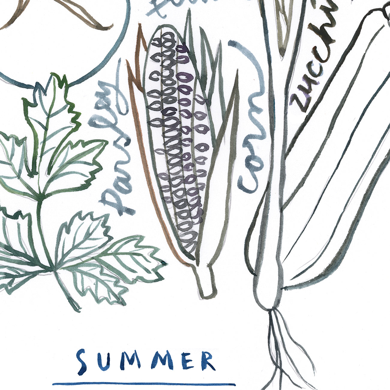Summer Vegetables - Line art print - Neutral colors