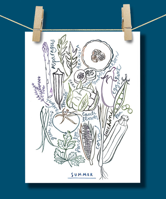 Summer Vegetables - Line art print - Neutral colors