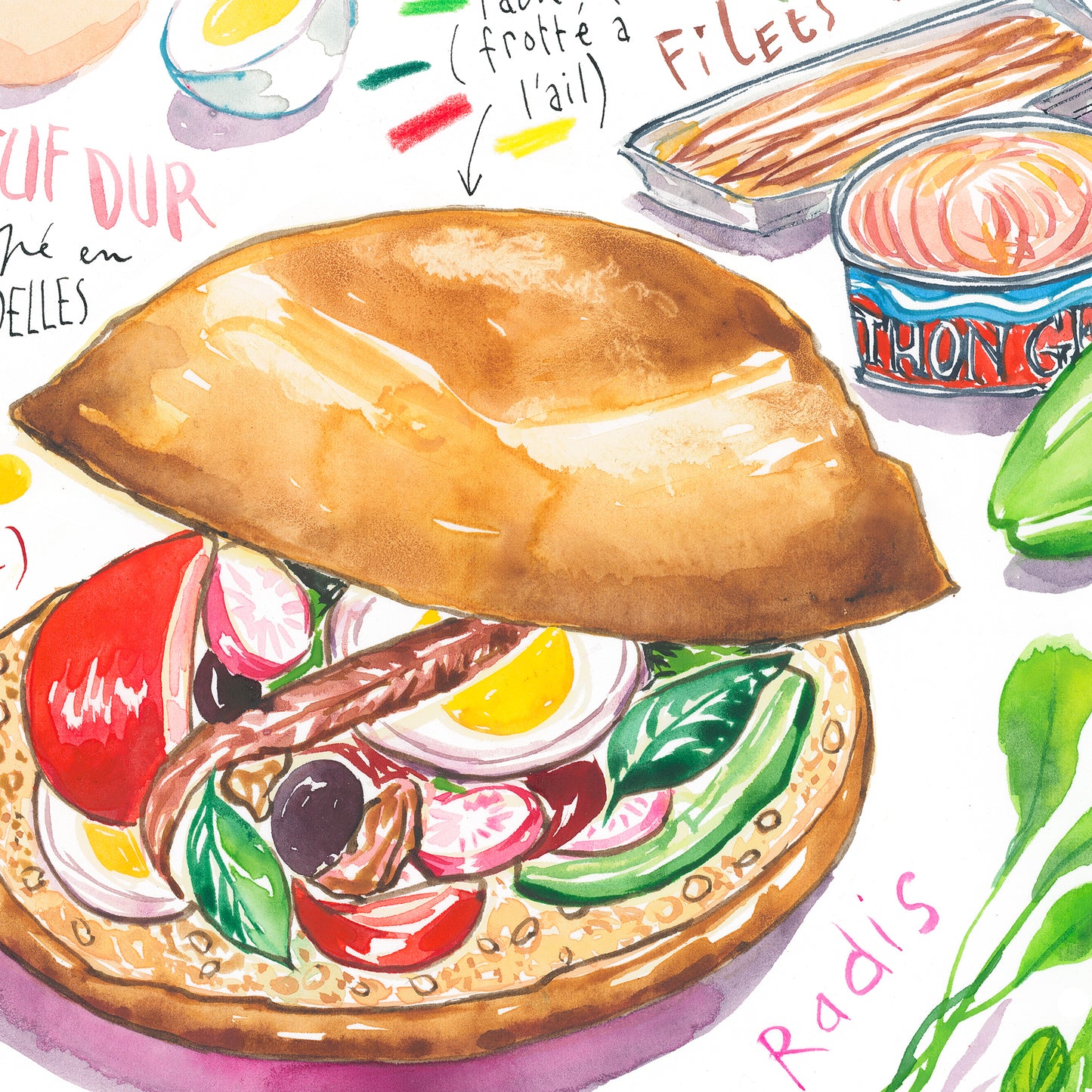 Recette du Pan Bagnat Niçois - French Riviera Pan Bagnat recipe
