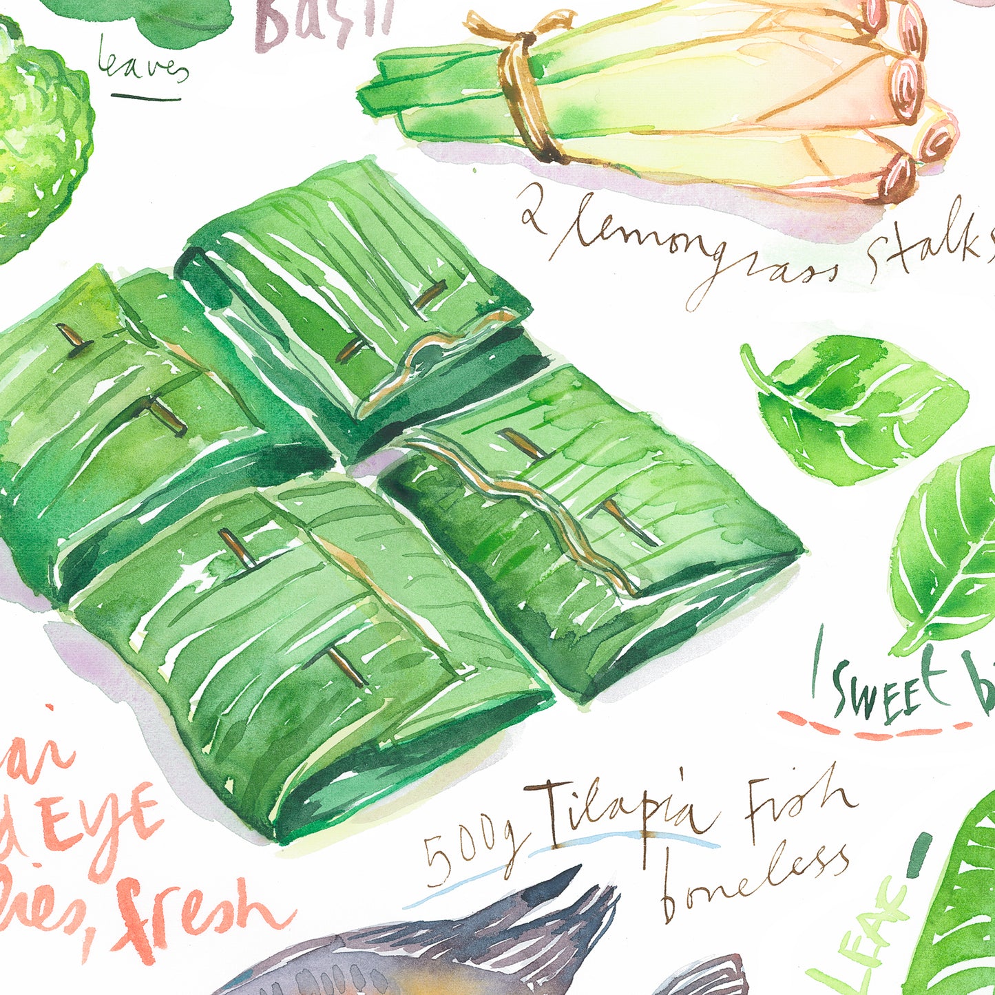 Thai fish grilled in banana leaf recipe