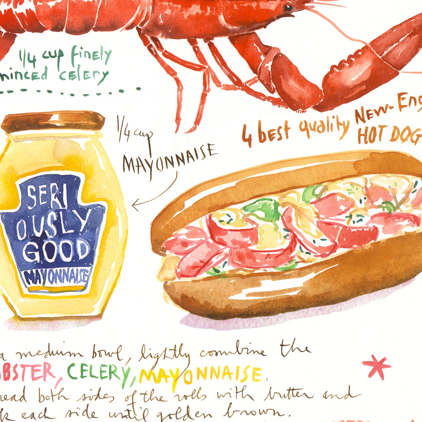 Classic Maine Lobster Roll recipe print
