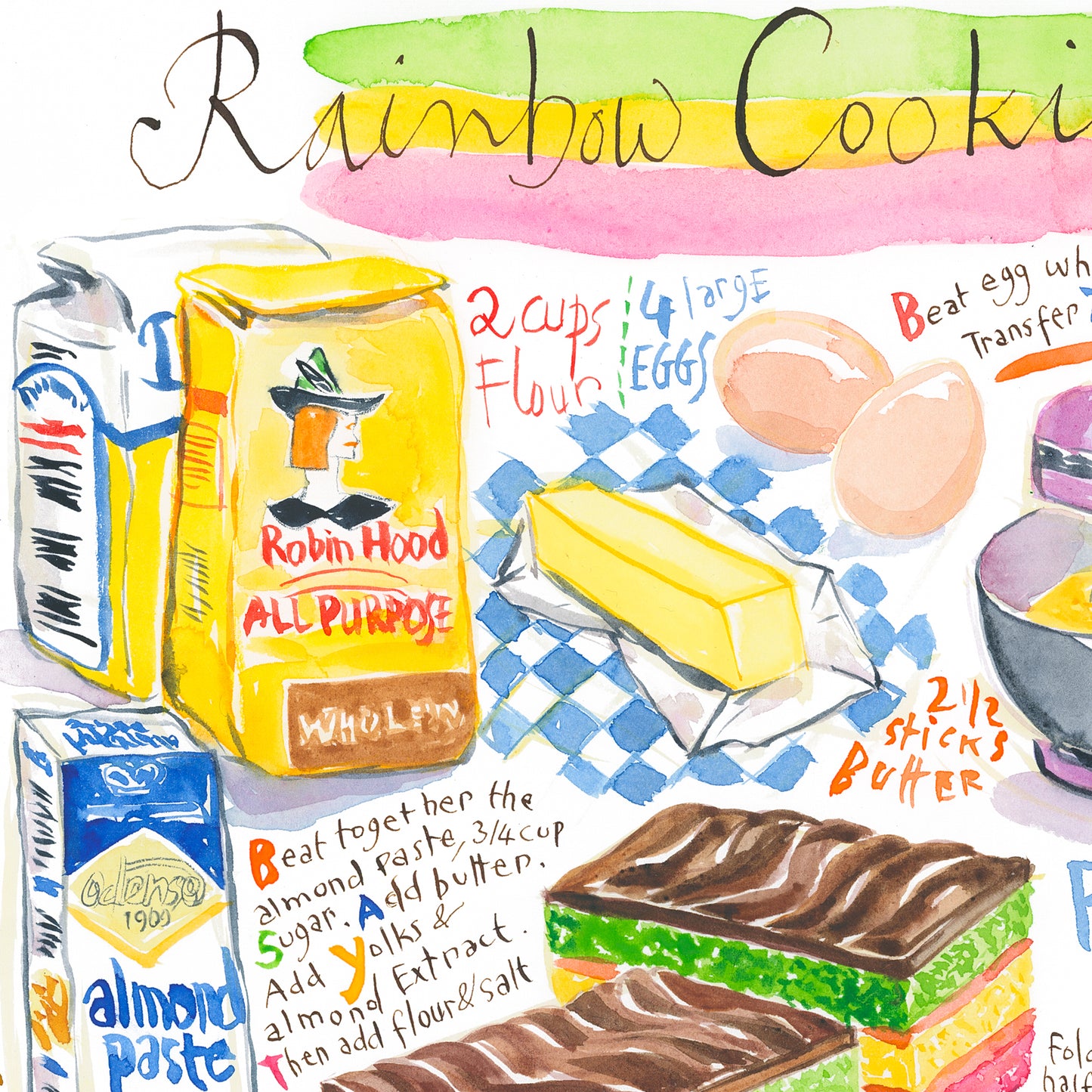 Les Rainbow Cookies - Gâteaux arc-en-ciel
