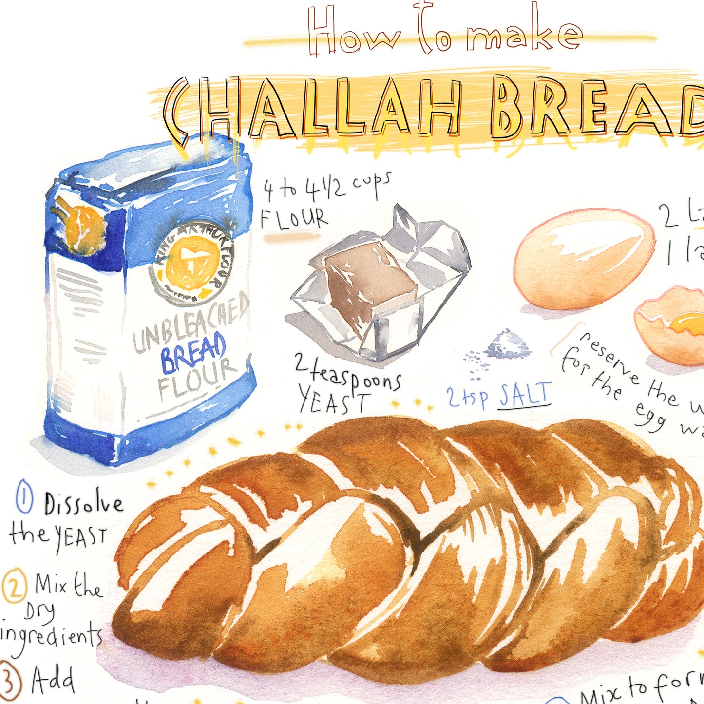 Challah bread recipe print