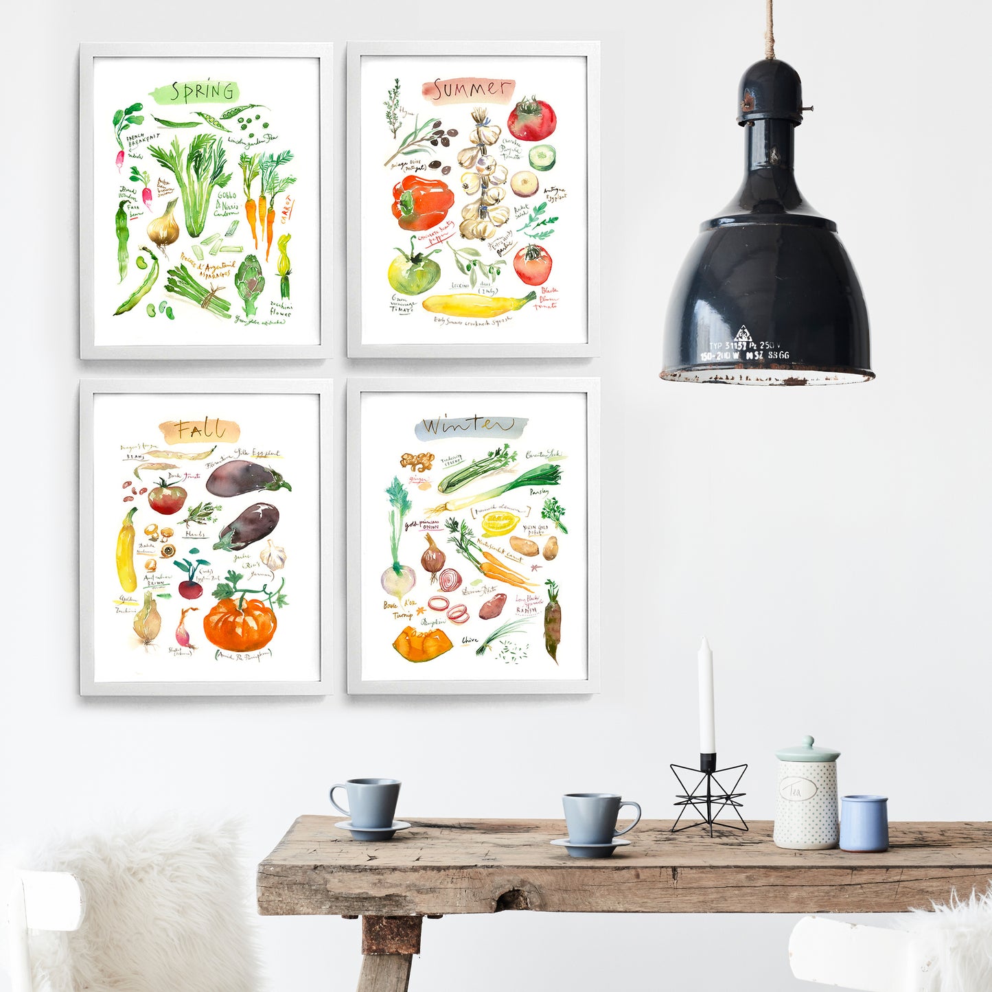 Seasonal vegetable print set