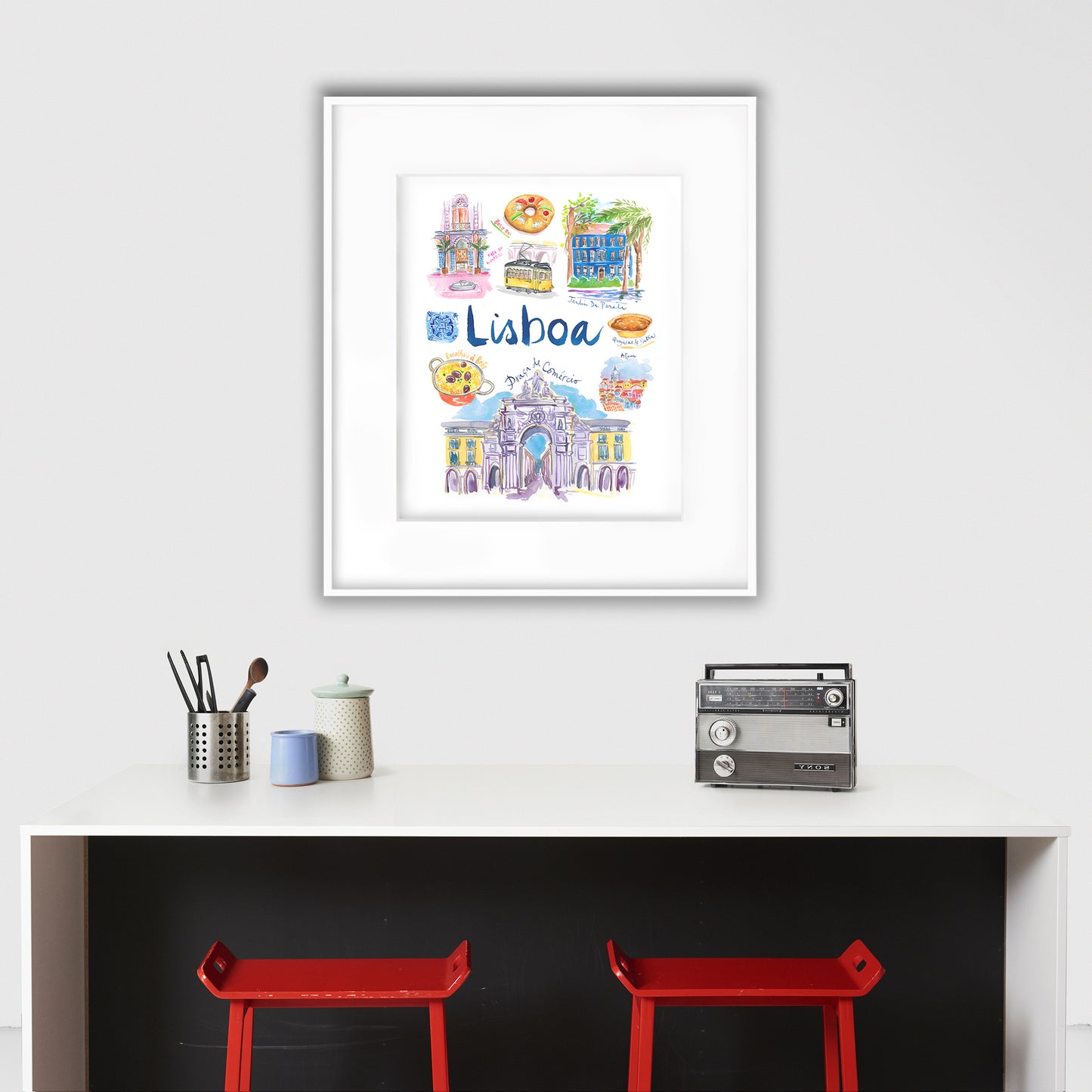 Lisbon watercolor poster - Lisboa