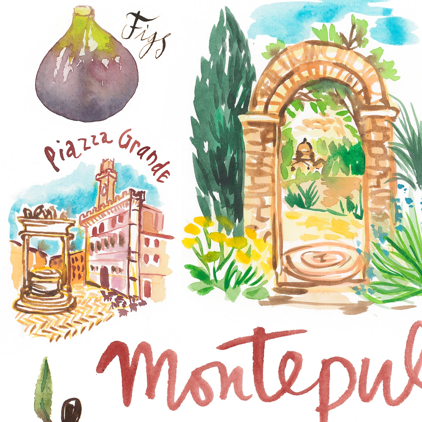 Relais Ortaglia in Montepulciano - Tuscany watercolor poster