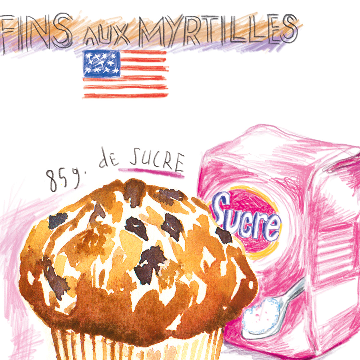 Blueberry muffin recipe print - in French