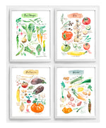 Seasonal vegetable print set in French