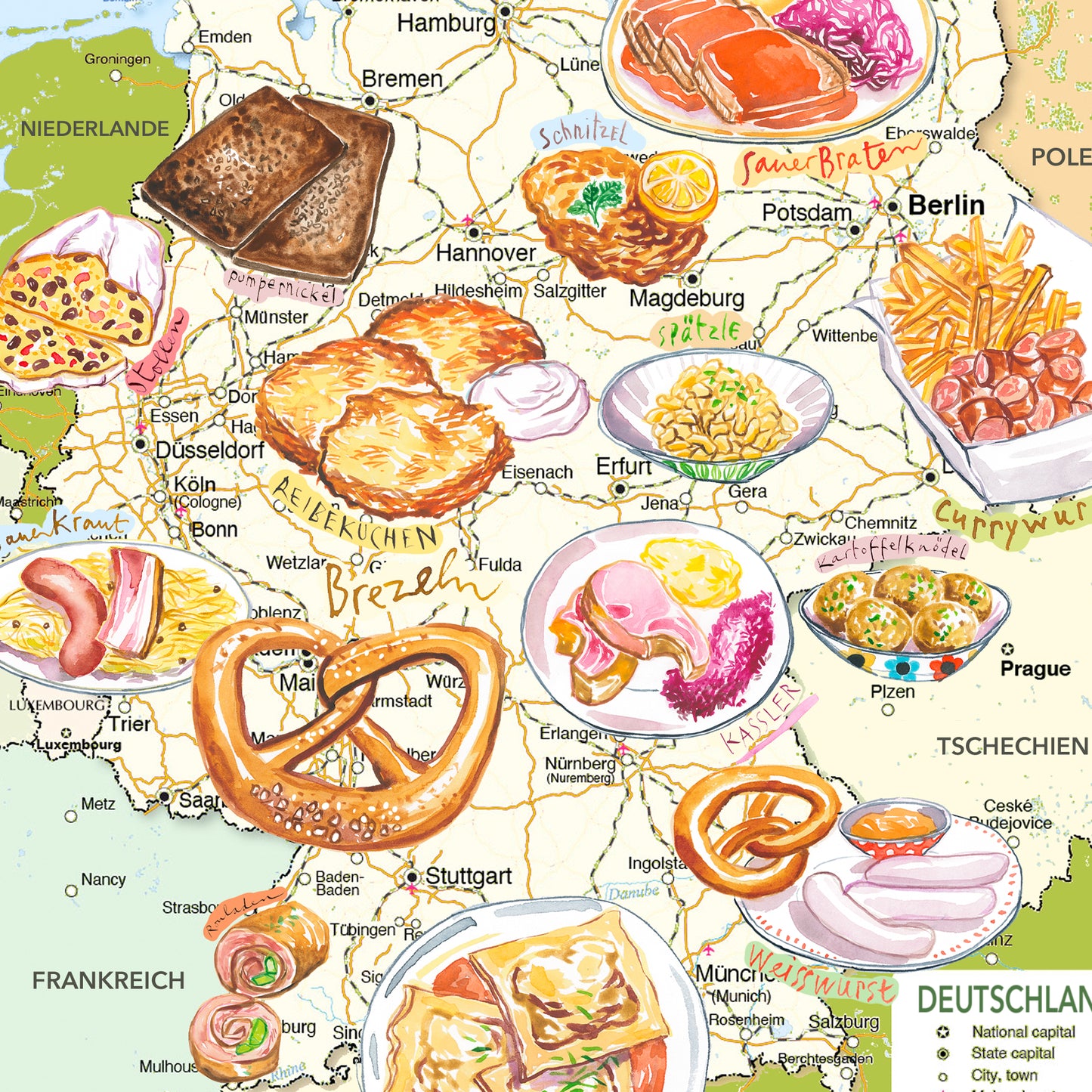 Carte de l'Allemagne et ses Spécialités Culinaires