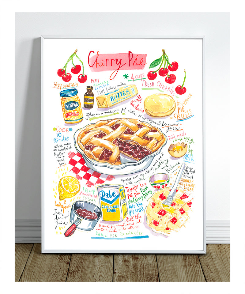 Cooking Rcepi Poster Kitchen art prints, food illustrations, watercolor recipe posters ...