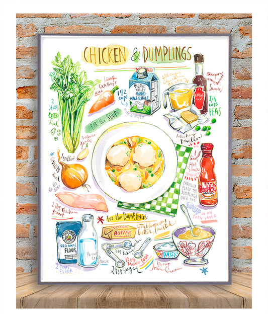 Chicken and Dumplings - Affiche illustrée de la recette