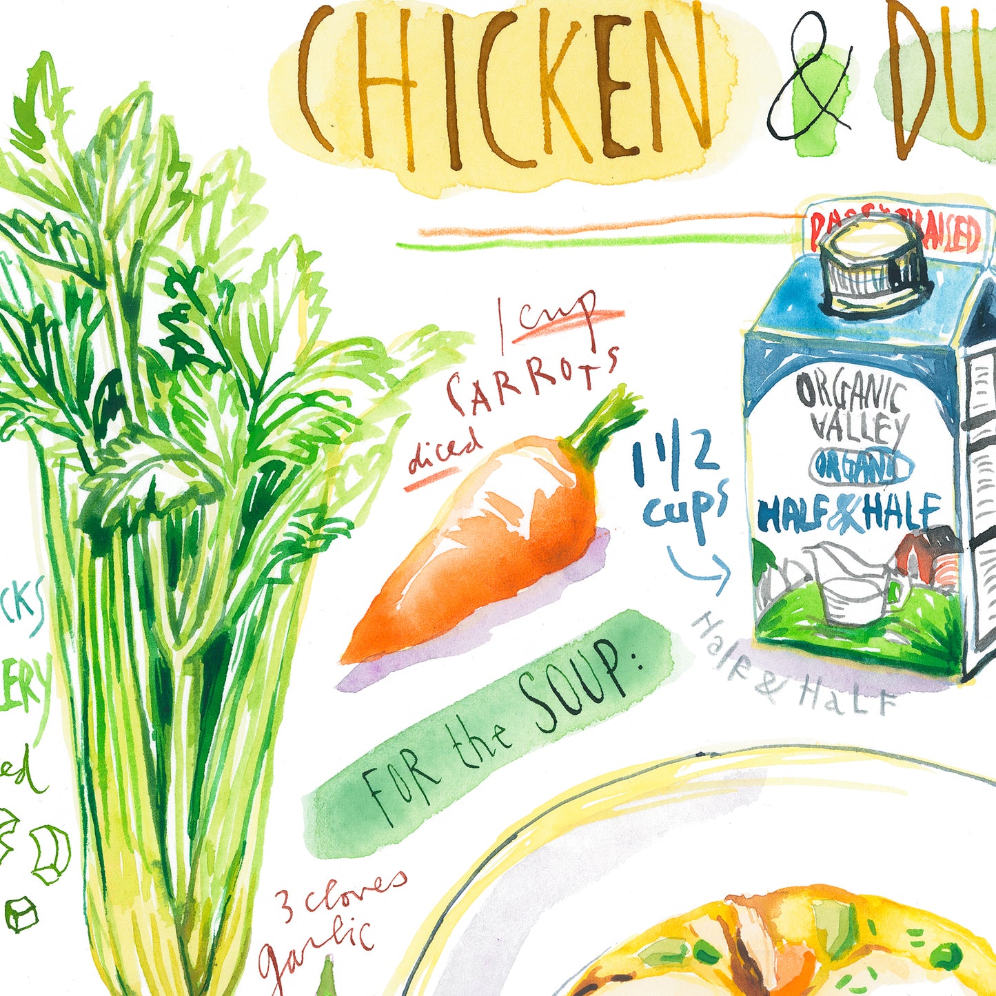 Chicken and Dumplings - Affiche illustrée de la recette