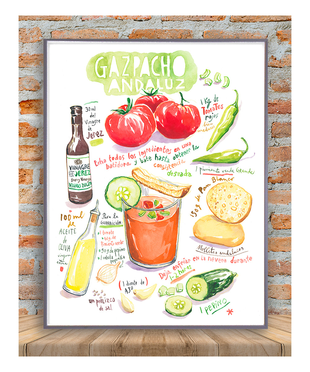 Cooking Rcepi Poster Kitchen art prints, food illustrations, watercolor recipe posters ...
