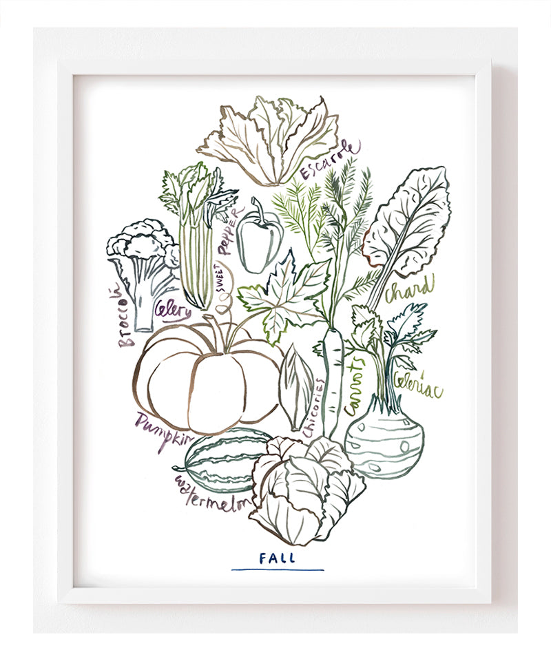 Fall Vegetables - Line art print - Neutral colors