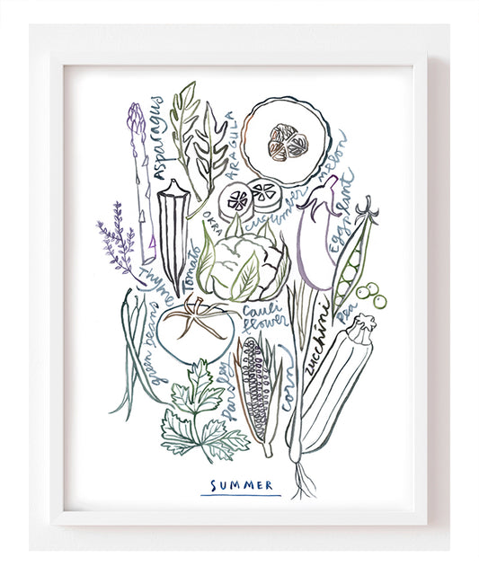 Summer Vegetables - Line art print - Neutral colors