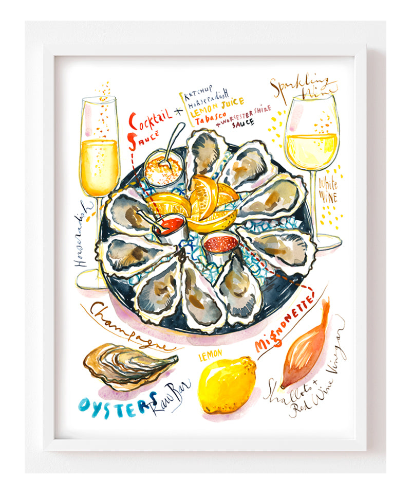 Oysters, Mignonette, Cocktail Sauce and Horseradish with Champagne and Sparkling Wine