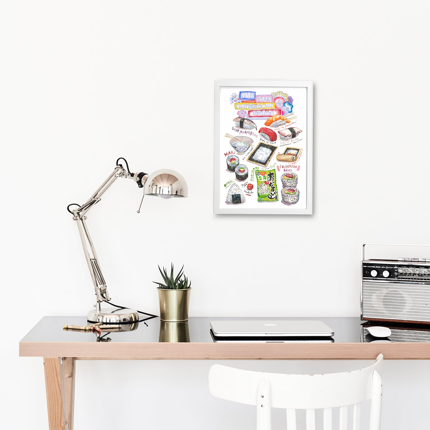 Sushi, Maki, Onigiri and California Rolls Watercolor Print