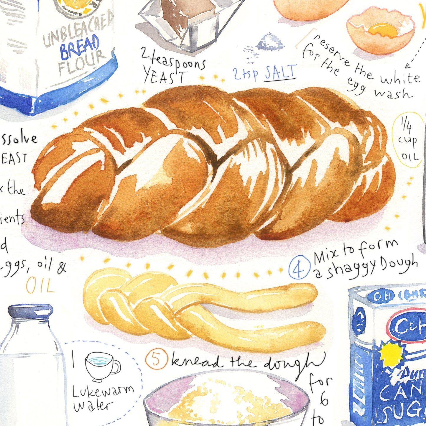 Challah bread recipe print