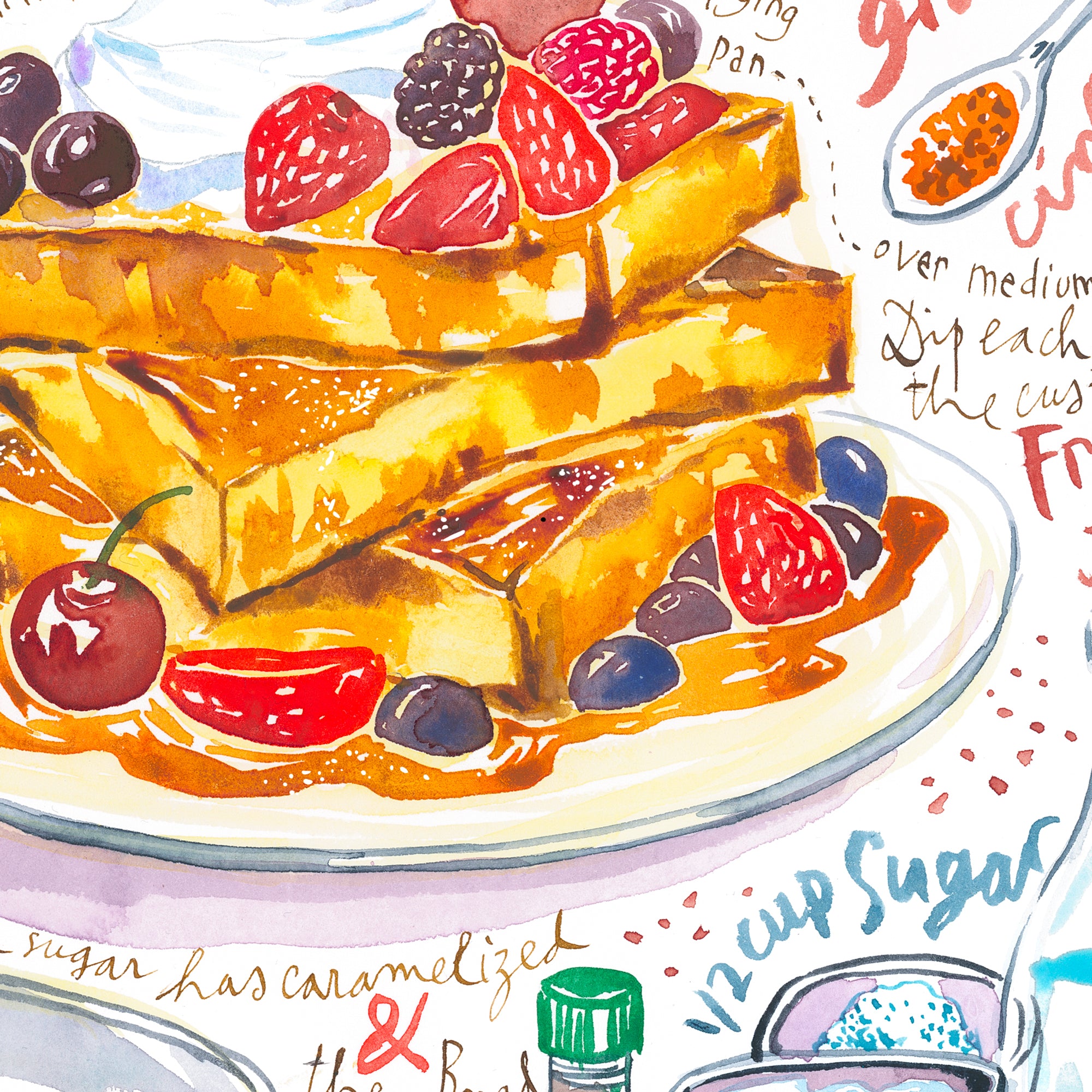 French Toast Recipe Art Print Bakery Illustration Comfort Food Poster   1 609a93c2 C37d 4d13 A1f9 157f12921b05 