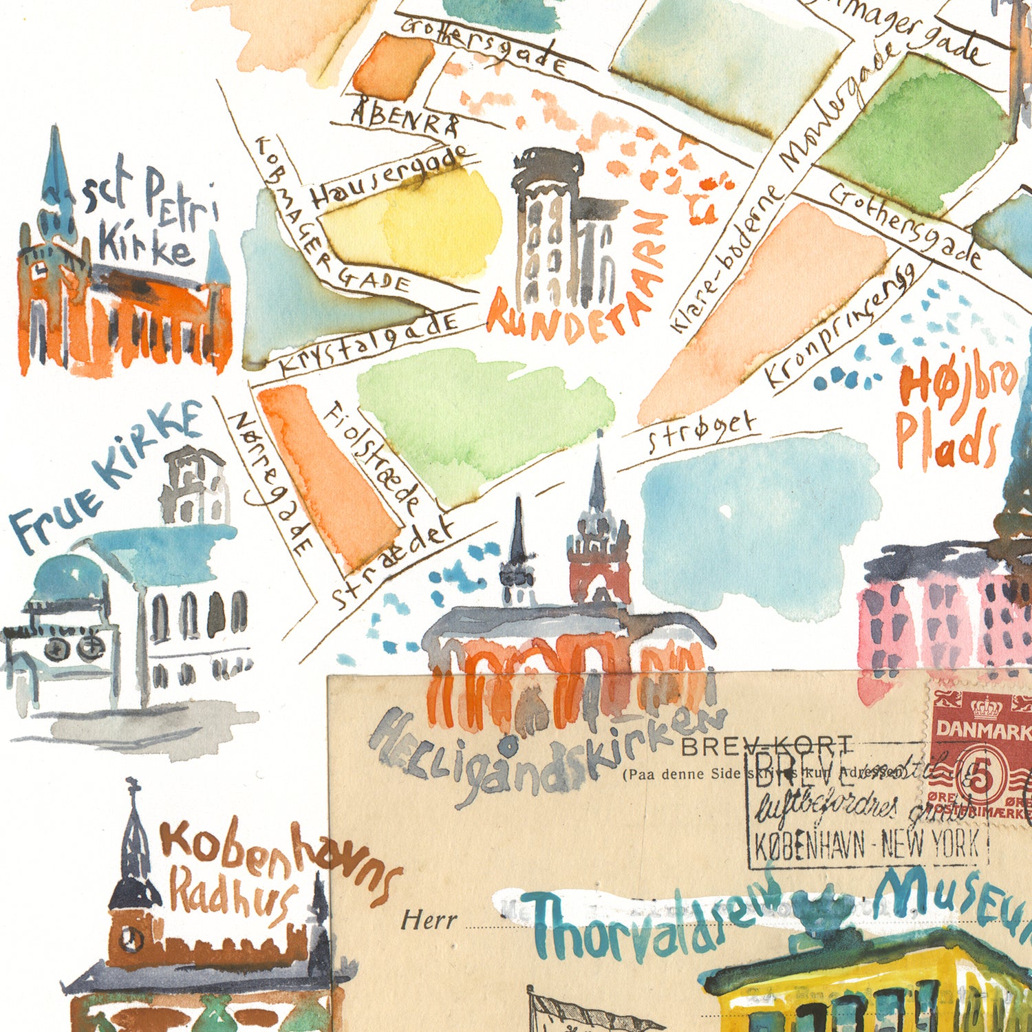 Carte de Copenhague avec les traditionnels Smørrebrød