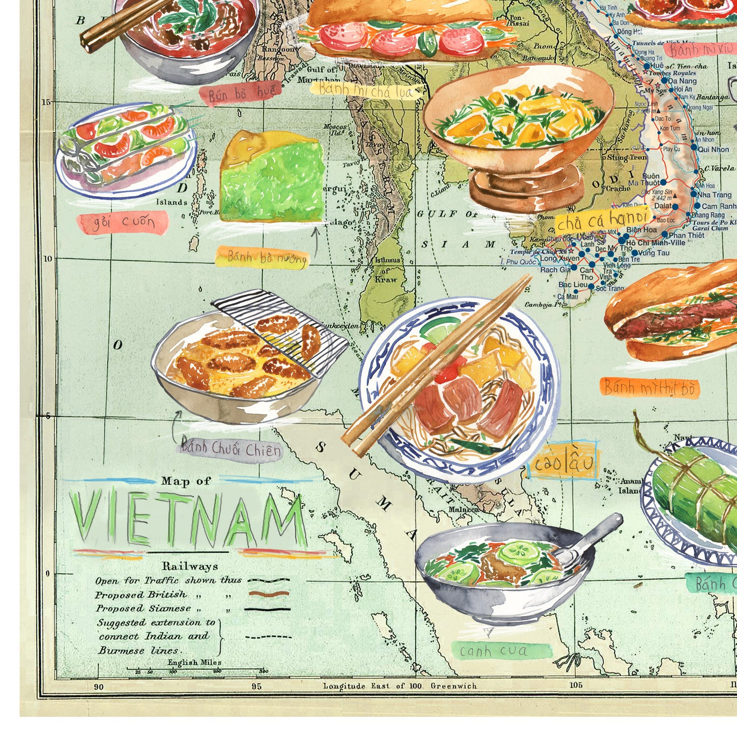 Carte du Vietnam et ses Spécialités Culinaires