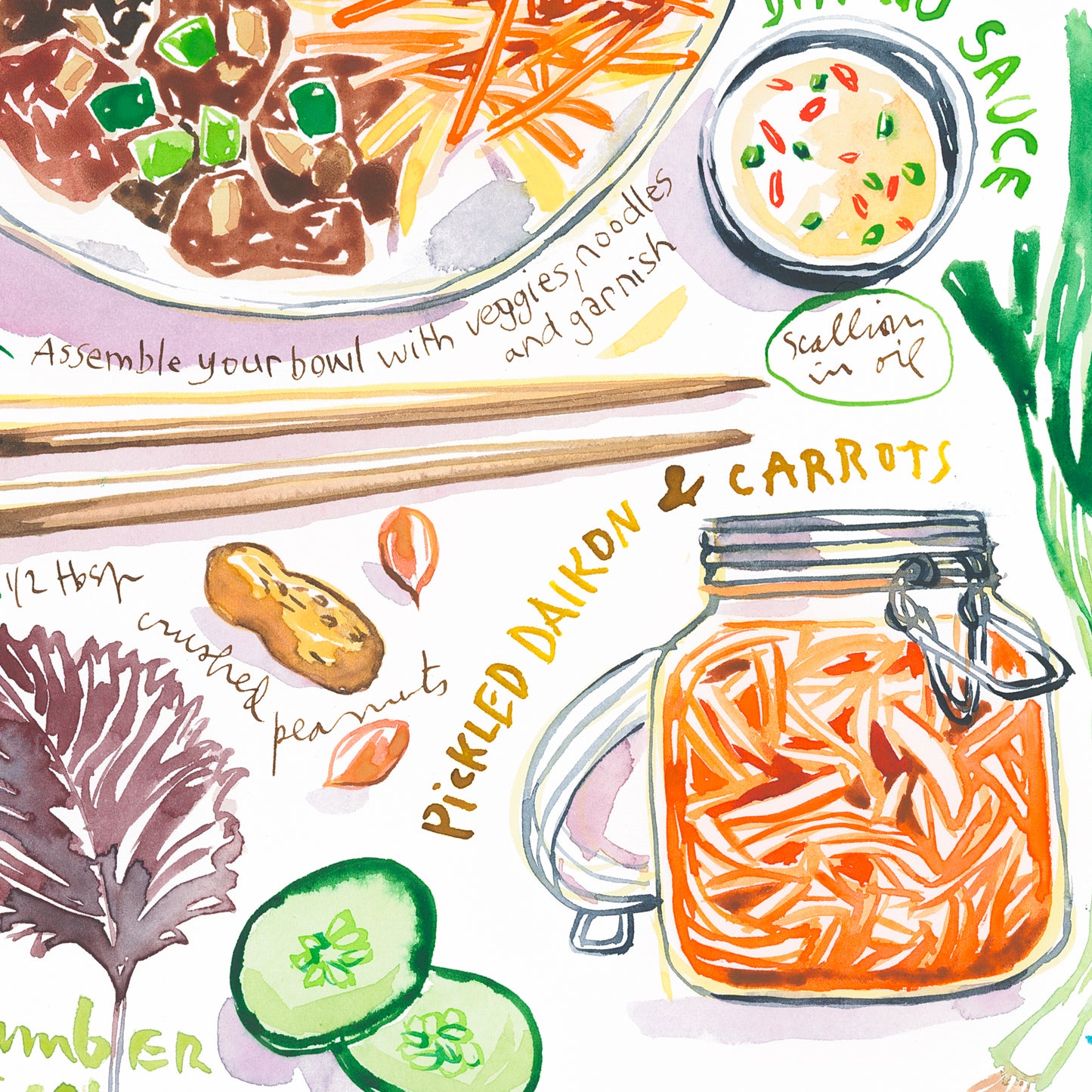 Vietnamese Rice Noodles Bowl with Pork recipe