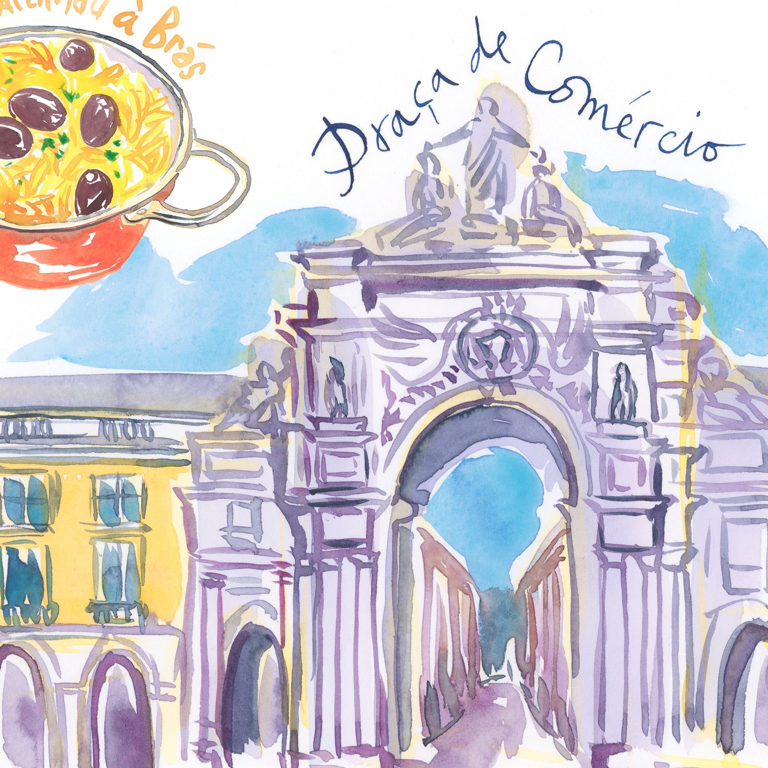 Lisbon watercolor poster - Lisboa
