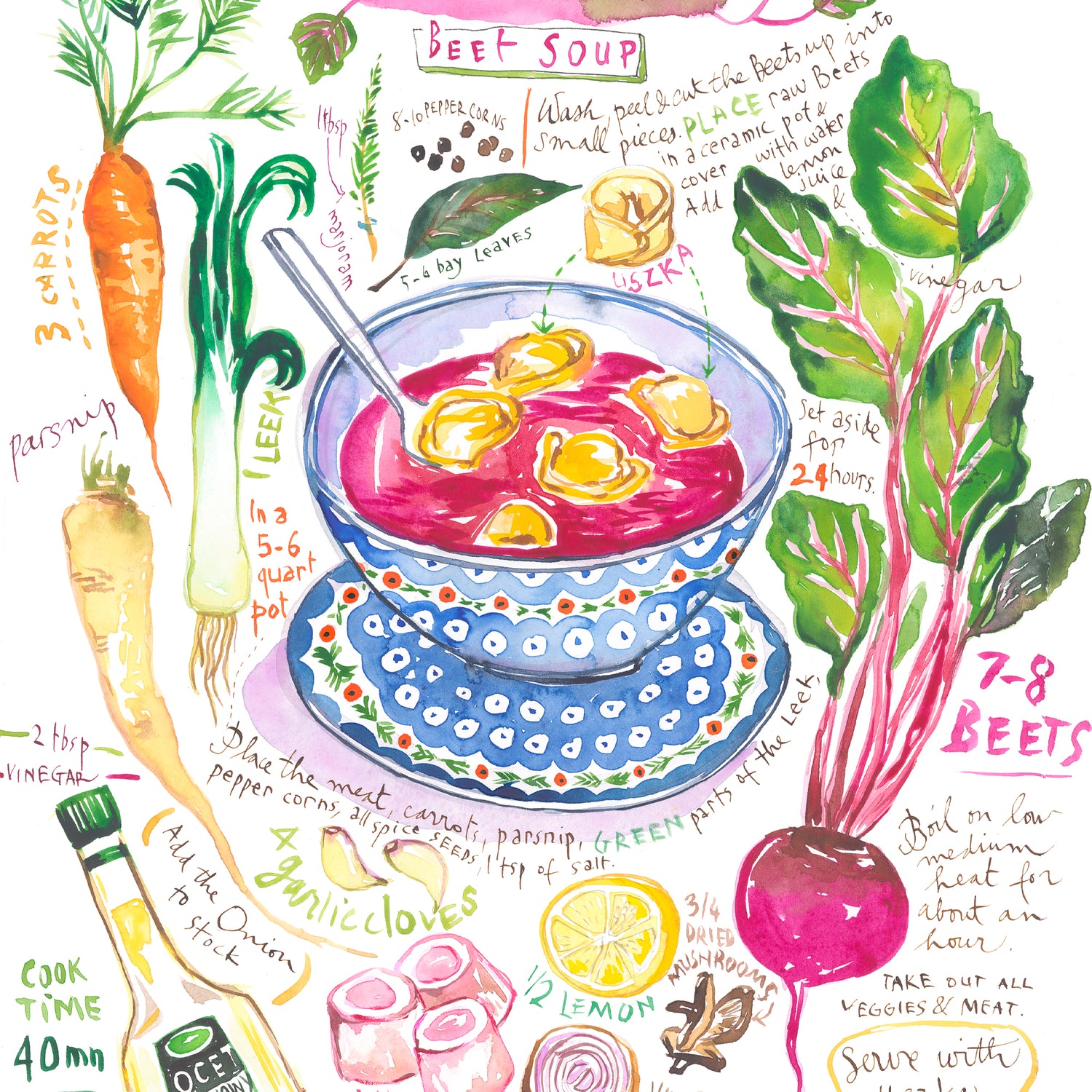 Recette de la soupe de betteraves polonaise - Bortsch