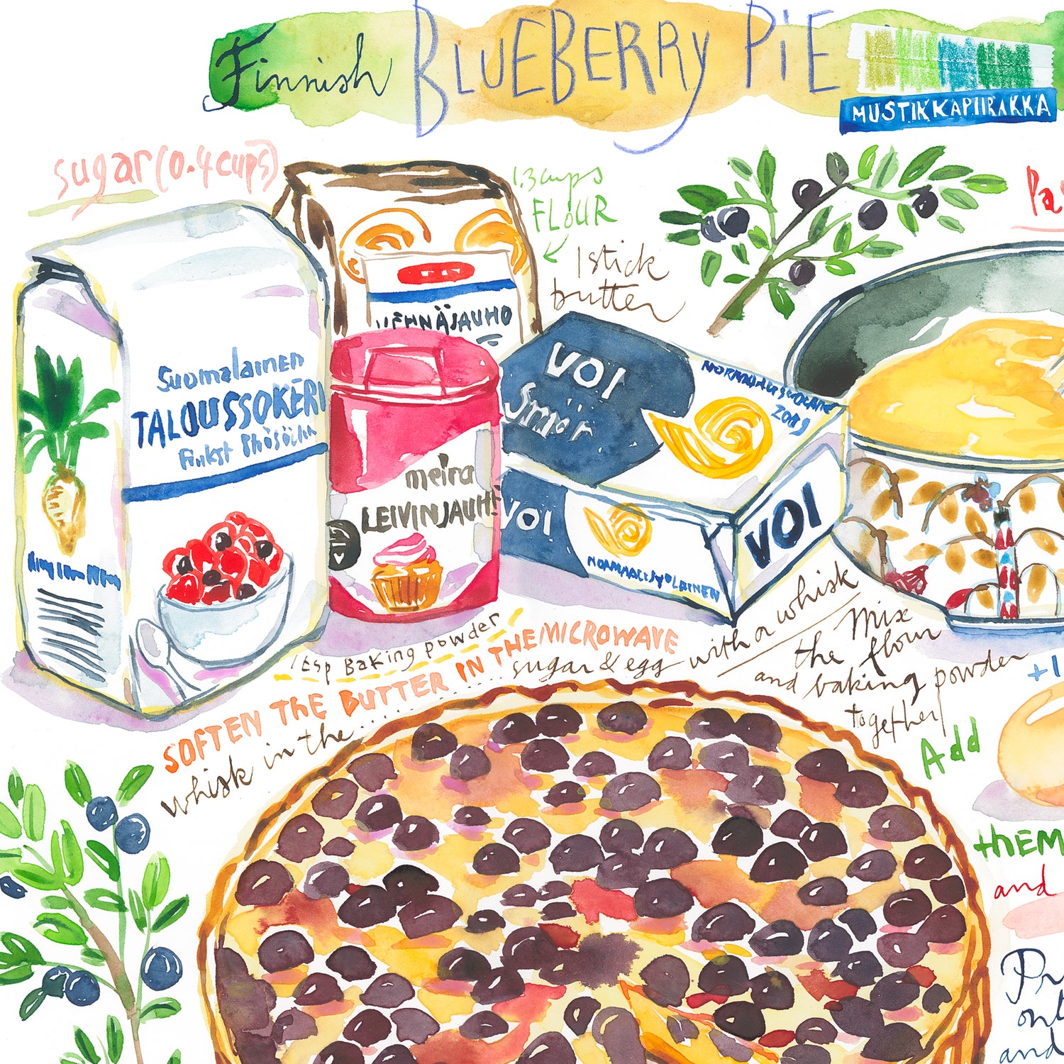La recette de la tarte aux myrtilles finlandaise - Mustikkapiirakka