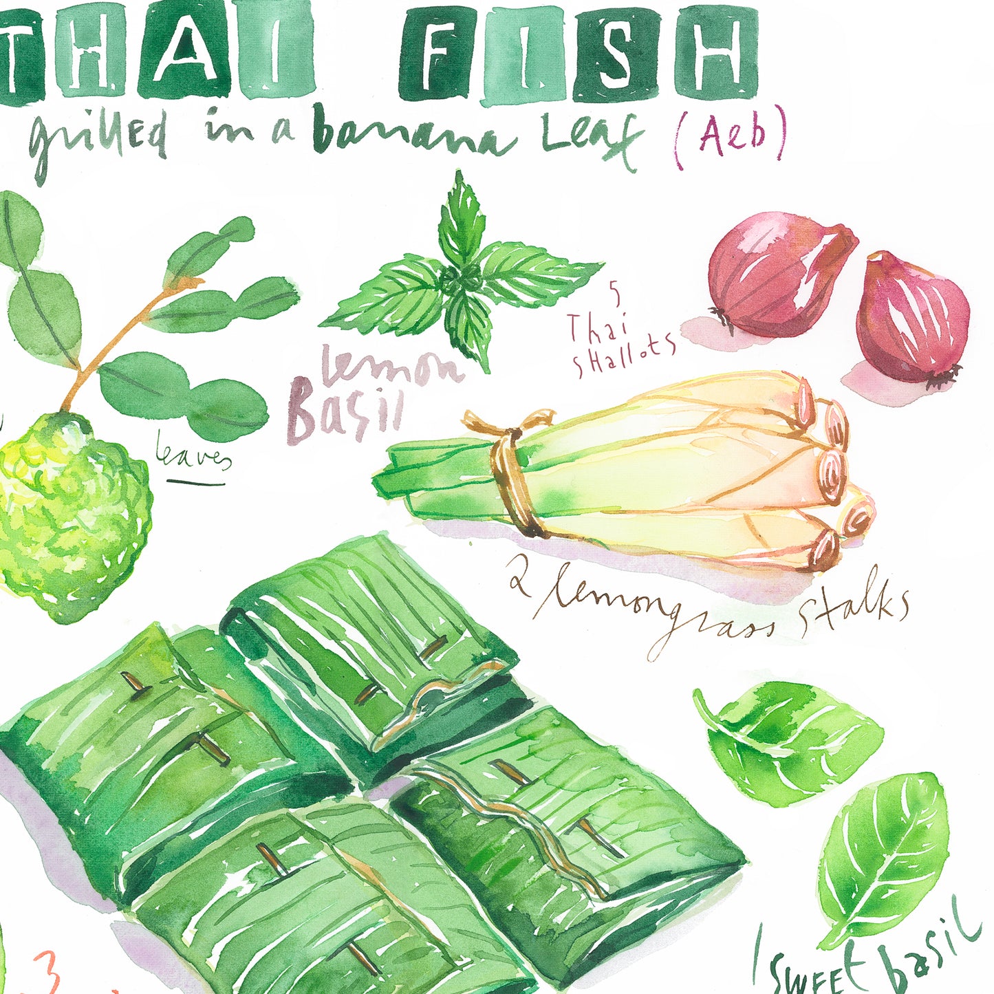 Thai fish grilled in banana leaf recipe