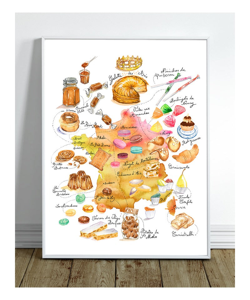 Carte de France - Ses Pâtisseries et Confiseries Régionales