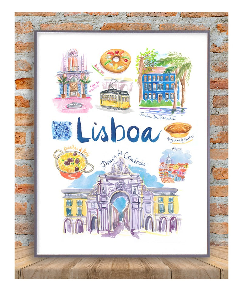 Lisbon watercolor poster - Lisboa
