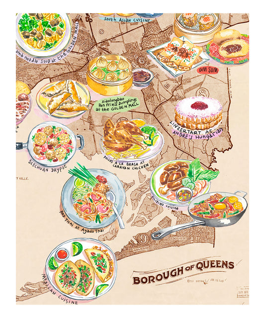 Illustration personnalisée : La Carte du Pays/Ville de votre choix et ses spécialités culinaires